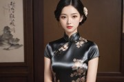 墨色生香，老师黑色双开真丝旗袍的意象解码
