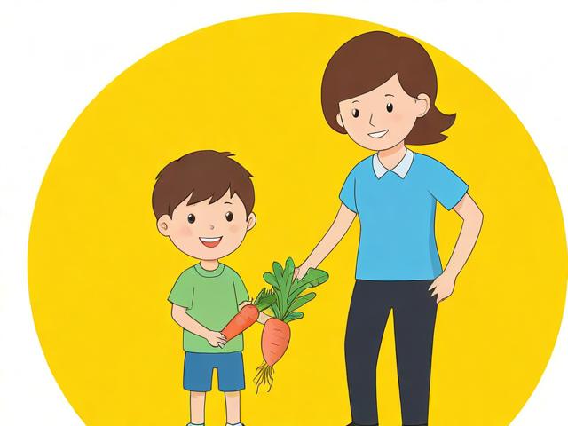 一小孩儿和老师拔萝卜（黄）